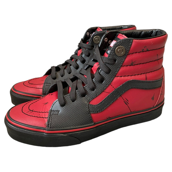 VANS x Marvel Deadpool Limited Edition Sk8-Hi Red Black High Top Sneaker Women 9 - Picture 4 of 10